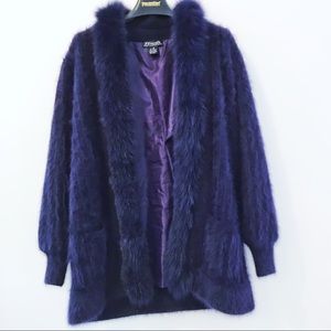 PURPLE!! Vintage Venesha Angora fluffy ‘fur’ coat